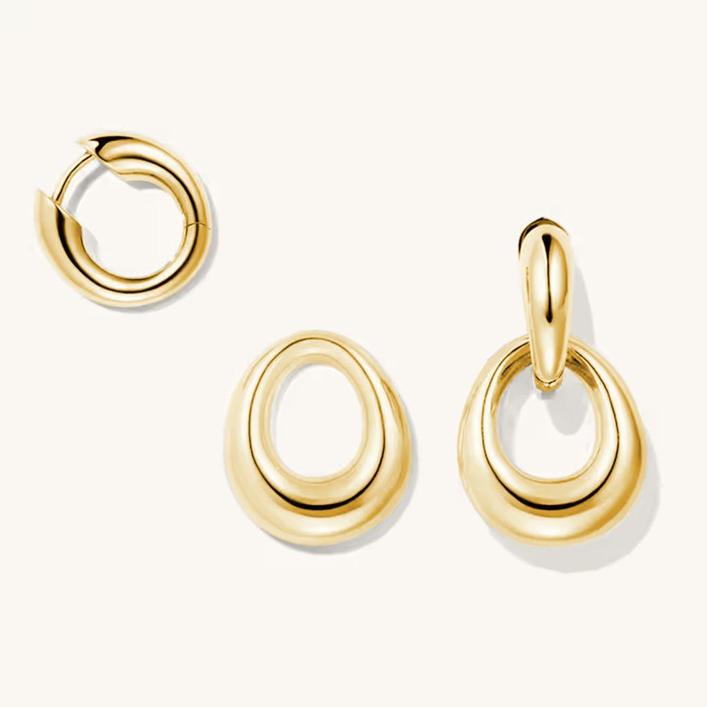 Vintage Heavy Duty Interlocking Hoop Earrings Lightweight Luxury Elegant Exquisite Versatile Drop Earrings