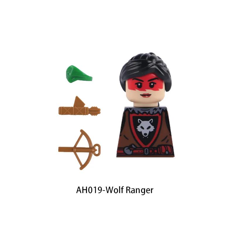 Mittelalterliche Burg MOC Bausteine Wolfskrieger Soldatenfigur Kreuzritter Ritter Pferd Fahne Westen Schild Waffe Spielzeug Geschenke T022