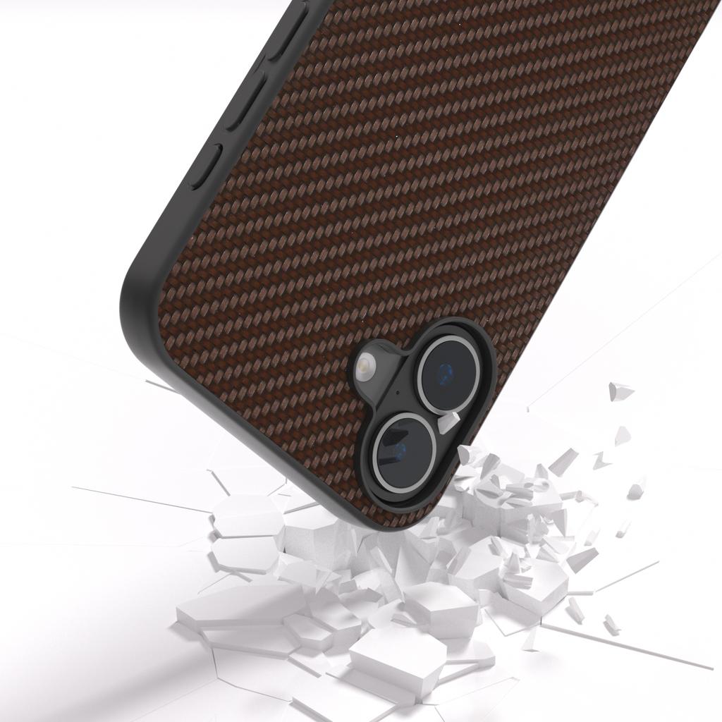 ABEEL For iPhone 16 Case Carbon Fiber Texture PU Covered Phone Shell