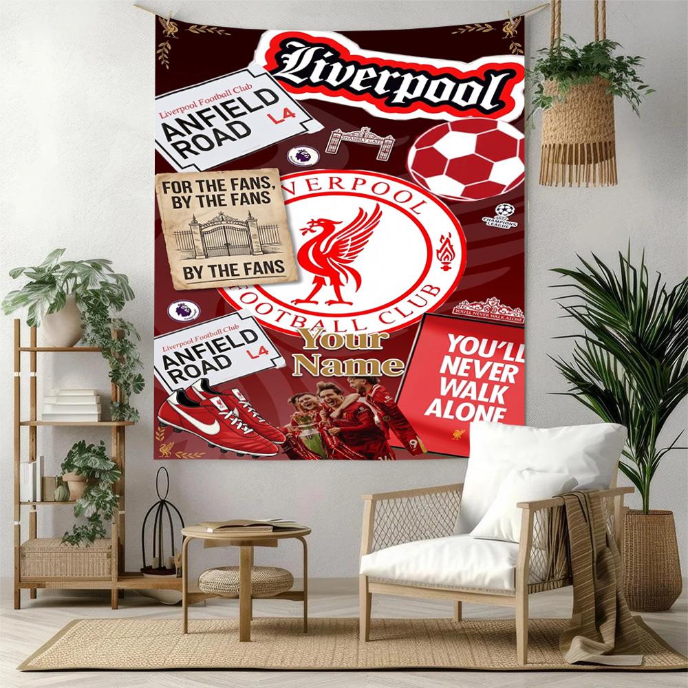 Liverpool Fc Custom Your Name Wall Decor Tapestry Art For Pet Memorial Birthdaywedding Party Backdrop Family Gift
