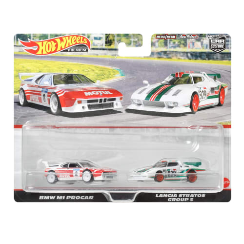 Hot Wheels Premium 2-Pack BMW M1 Procar/Lancia Stratos Group 5 (Ages 3 and Up) HFF30 Green/Red 1/64 Scale Model Kit