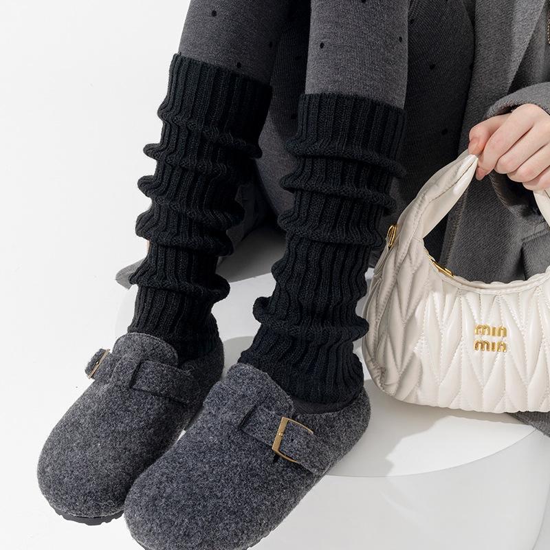 Boots Still Cotton Socks Cover Vertical Strip Small Luo Kou Basic Stacking Socks Knitted Wool Babes Warm Calf Socks