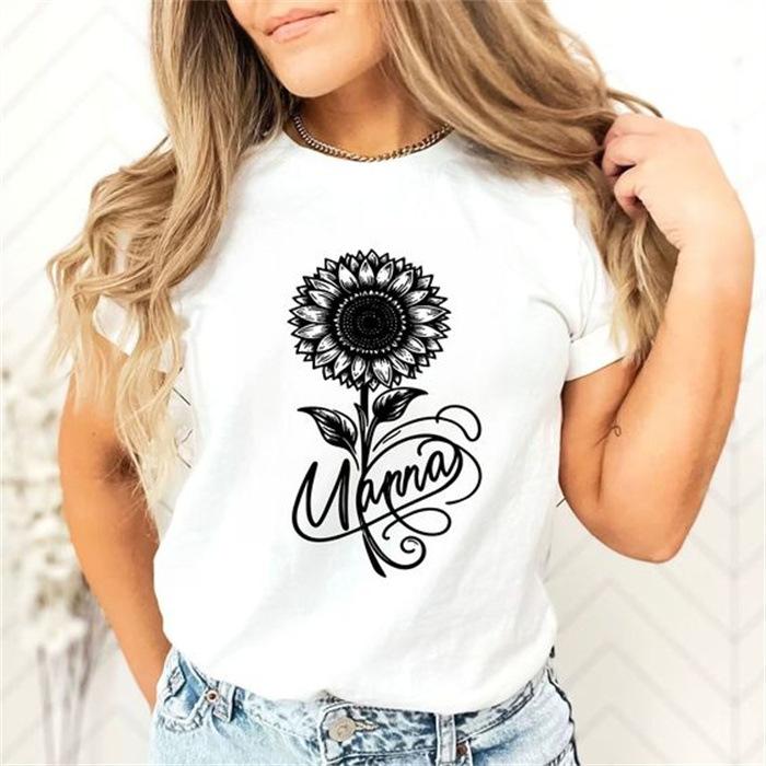 Summer Round Neck Printed Top Fashionable Casual Cute Short Sleeved Women's Pure Cotton T-shirts