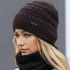 1 Stück Damen/Herren Einfarbiges Thermofutter Strickmütze & Halswärmer Set, Geeignet für Outdoor-, Straßen- und Alltagsgebrauch im Herbst/Winter