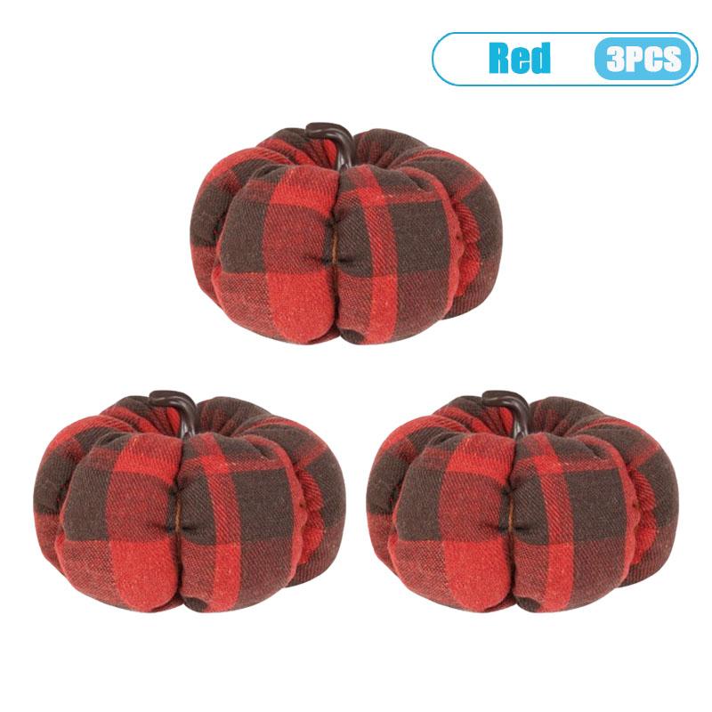 Vintage Plaid Fabric Pumpkin Ornament Halloween Thanksgiving Harvest Home Decor Autumn Tabletop Centerpiece Farmhouse Decoration