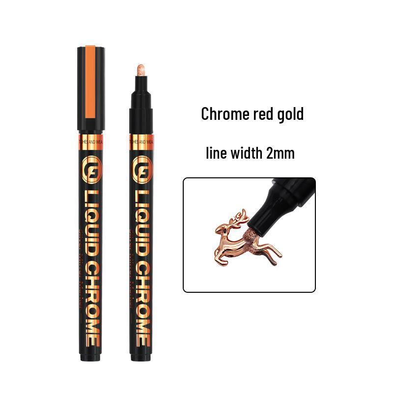 Wide Collection 843 Chrome Reflective Pen: Silver Plated Marker for DIY & Gundam Models.