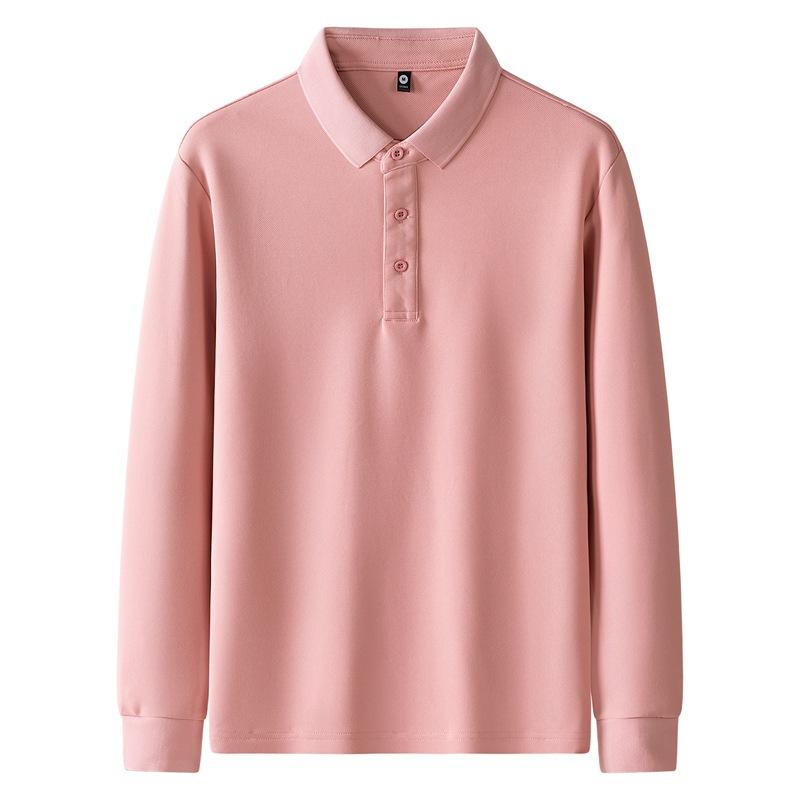 

Мужские поло с длинным рукавом на пуговицах, повседневные рабочие пуловеры, влагоотводящие, легкие, рубашки для гольфа, приталенные, футболки-поло с воротником для мужчин 5XL розовый