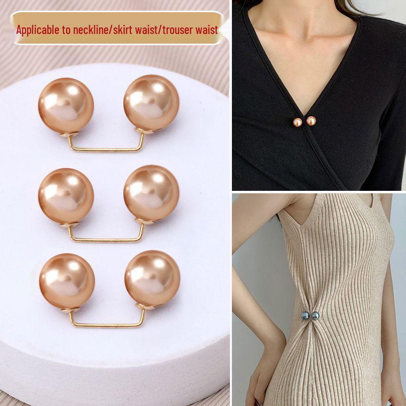 

Pearl Waist-Cinching Brooch: Versatile, Stylish No-Sew Anti-Exposure Clothing Fastener