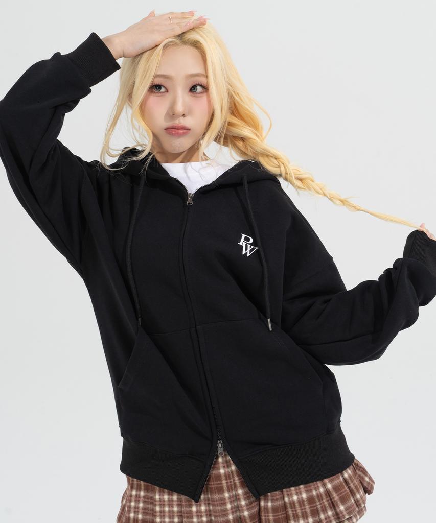 Phasewhite [Phase_1] Pw Logo Hood Zip-Up_Black / 8802026-Hz02
