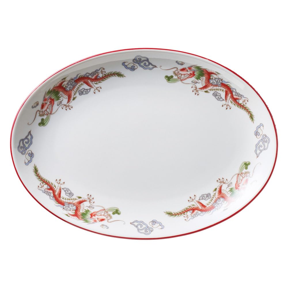 Zhufu Man Han Long 10-inch Platter | Large Chinese Oval Plate [26.7 x 19.5 x 2.7cm, 565g]