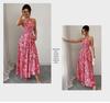Ethnic Style Women's Halter Maxi Dress - Slimming Waist, Elegant for Beach Vacations