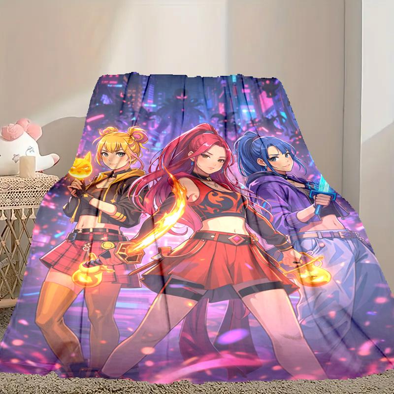 1pc Snug Kpop Demon Hunters Blanket, Lightweight & Durable Print Blanket, Perfect for Home, Couch, Bed, Picnic, Travel, Office