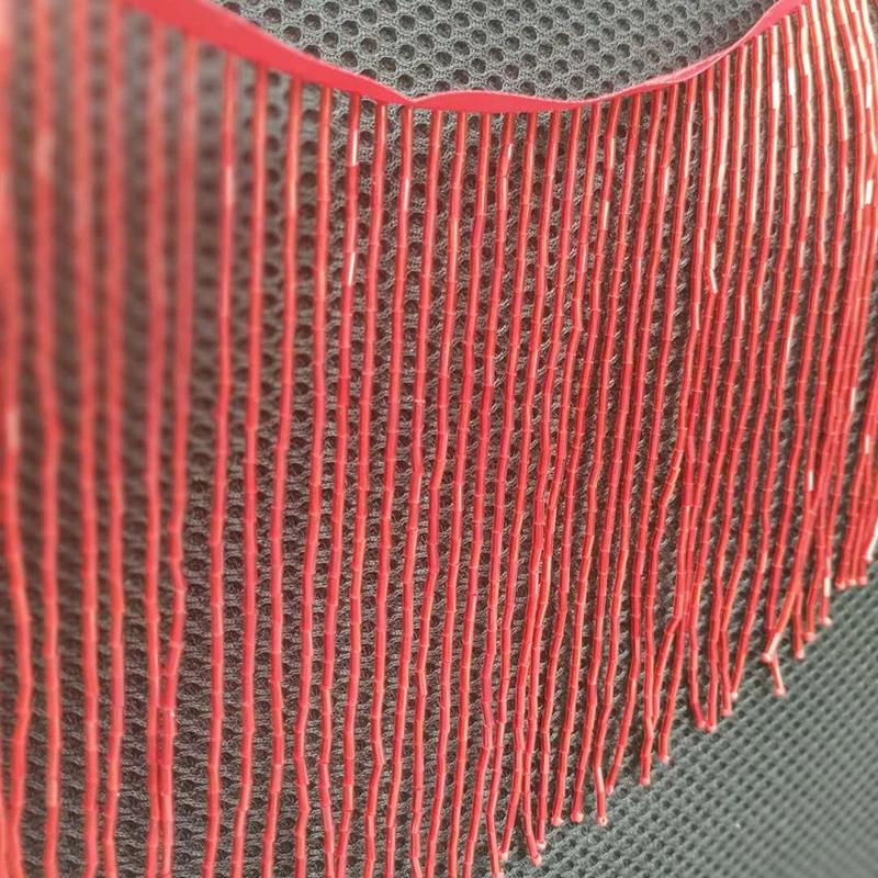 Shiny Glass Tube Beaded Fringe Tassel Trim Ribbon Stage Latin Dress Trim Lace Ribbon Decor for Clothing Sewing Diy Accessories