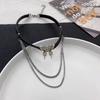 Butterfly Choker Fringed Leather Necklace Female Niche Double Clavicle Chain Babes Sweet Cool Yabi Wind Collar Necklace