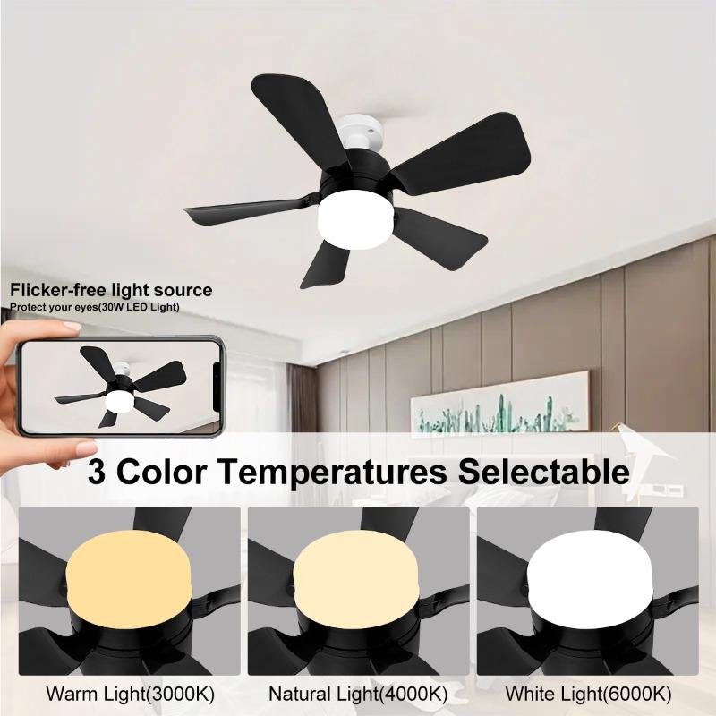 LED Deckenventilator Licht Fernbedienung 3 Farben Dimmbar Schraubventilator Lampe Wohnzimmer Schlafzimmer Zuhause Moderne Dekor Beleuchtung Lampe