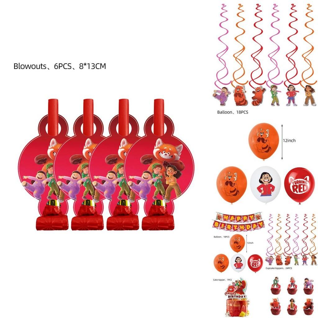 Rote Panda Geburtstagsparty Set Mit Niedlichen Cartoon Dekorationen Und Überraschungen
