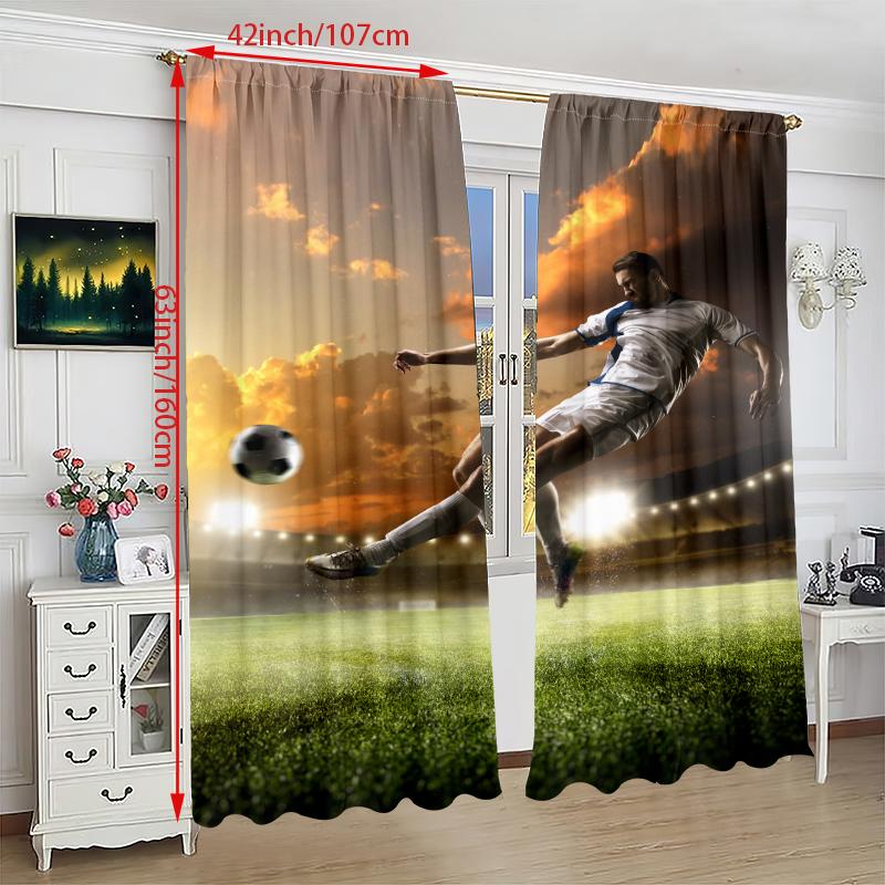 Football Player - HD Printed Curtain - Polyester material - Suitable for bedroom   living room   study (customizable)