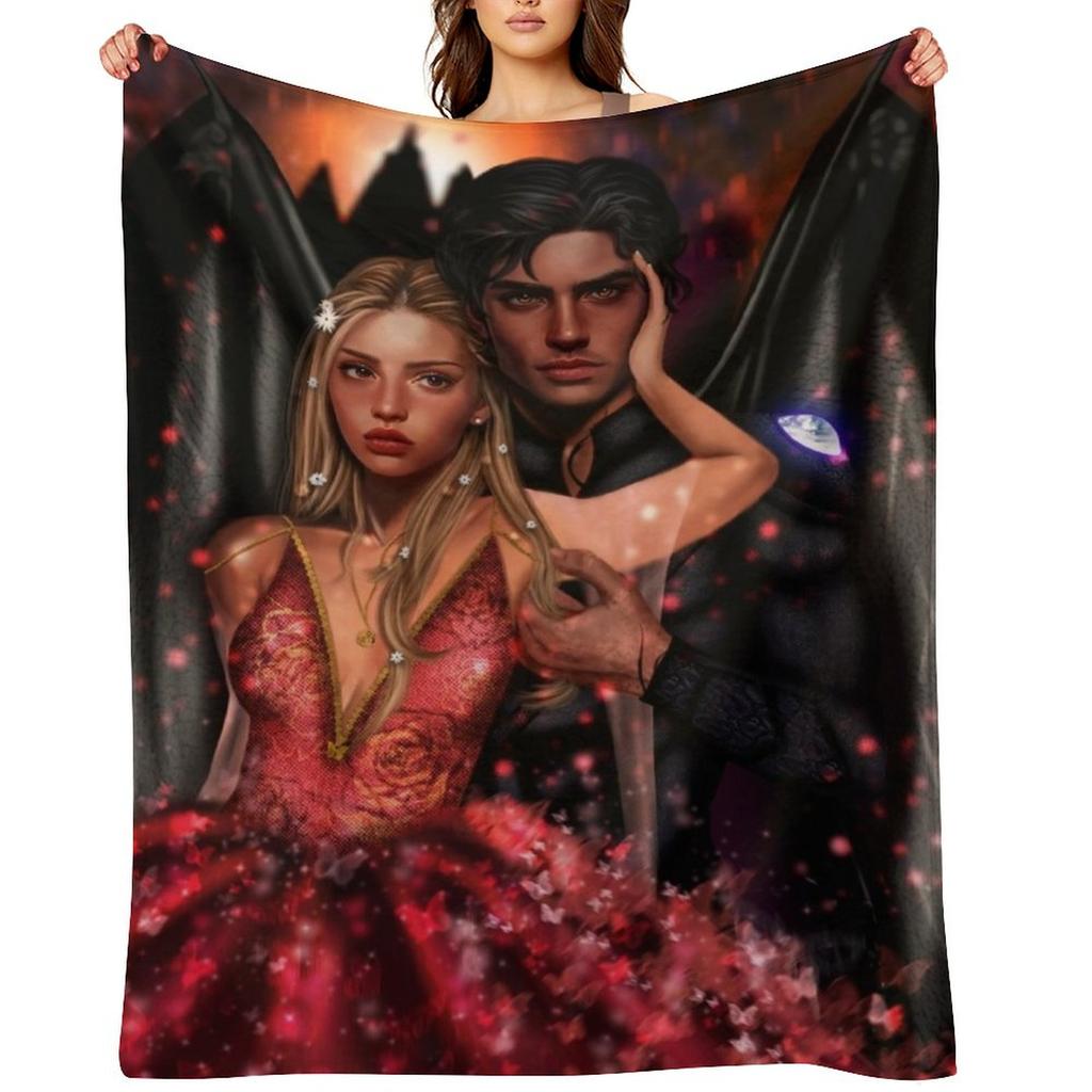 Elain Archeron and Azriel The Shadowsinger from Acotar Throw Blanket Giant Sofa Designers Bed covers Blankets