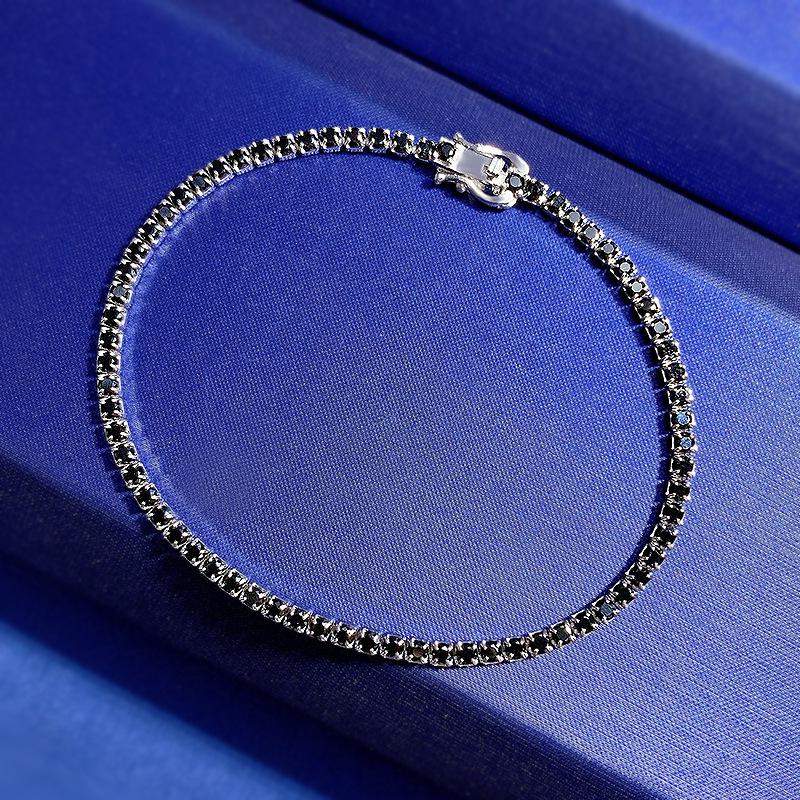 Longlongjin S925 Sterling Silver Women's Tennis Bracelet with Zircon Diamond Inlay