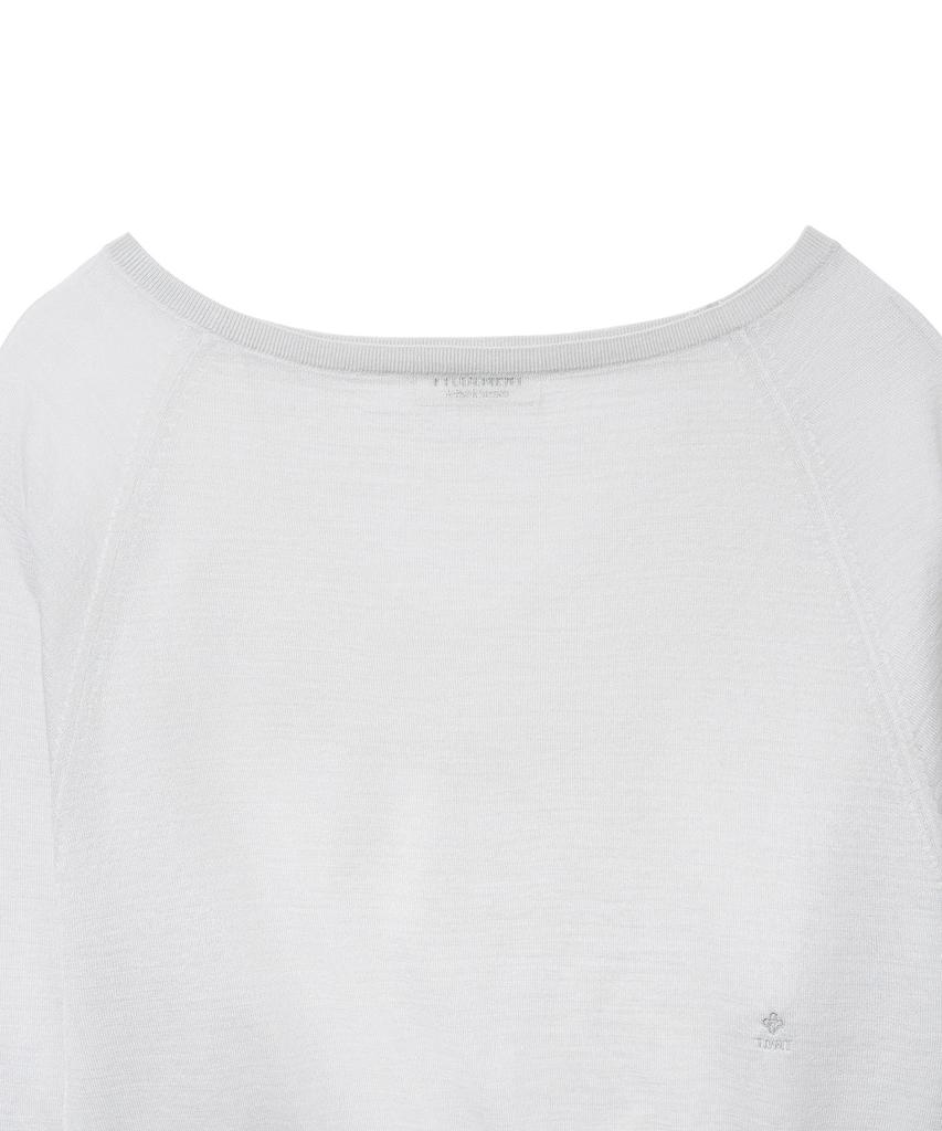Tudument Sheer Off Shoulder Pullover_Light Gray
