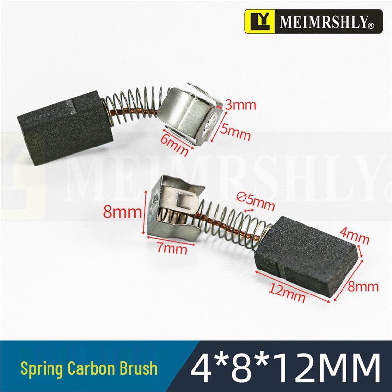 Motor Tachometer Carbon Brush with Spring - Sizes Available: 4x4, 4x5, 4x6, 4x7, 4x8, 4x10, 4x12.