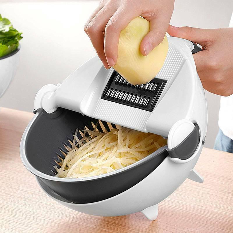 9 In 1 Household Multifunction Rotate The Vegetable Cutter Slicer Creative Kitchen Basket Tools