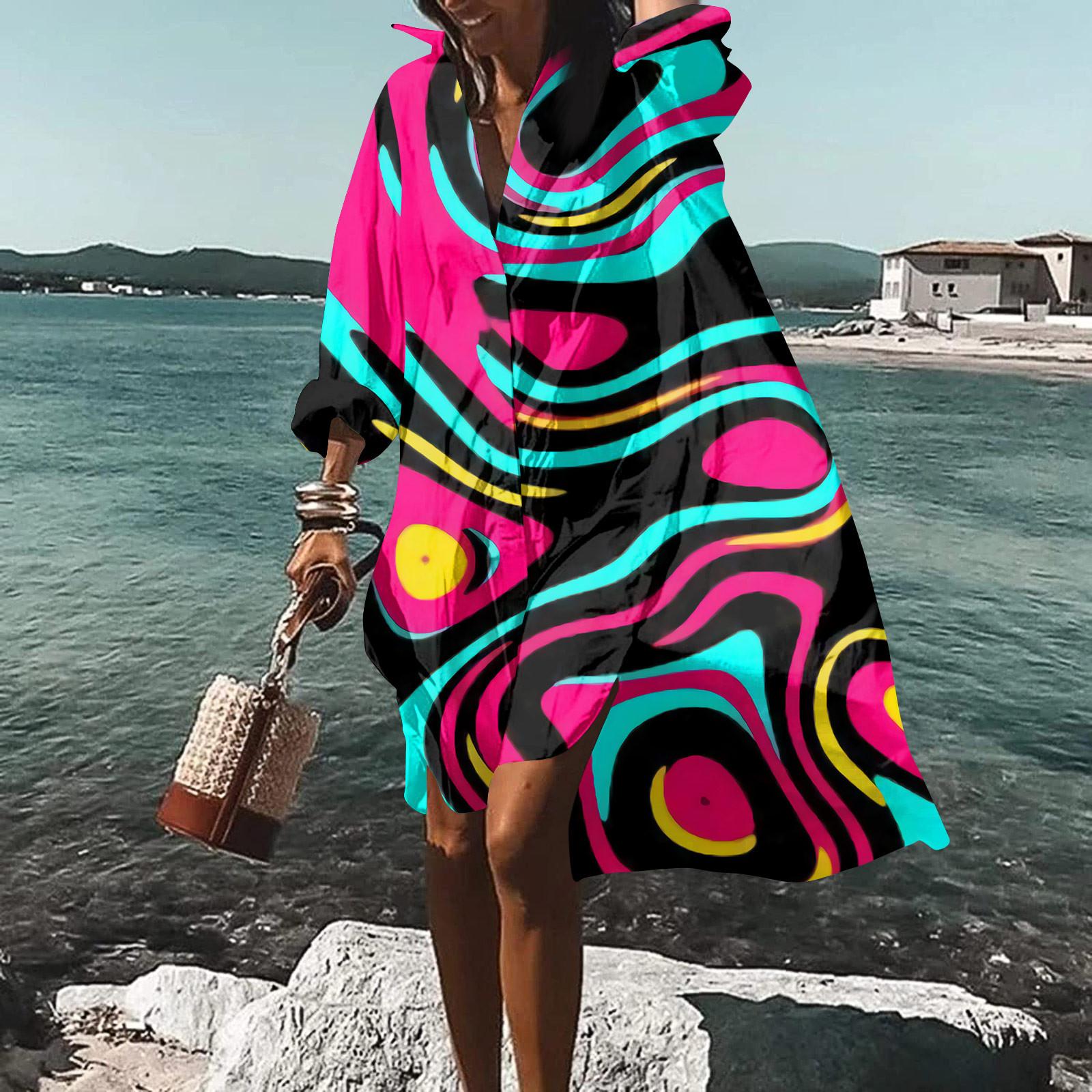 

Модная женская блузка с принтом, свободная праздничная рубашка с длинным рукавом, платье XXXXL