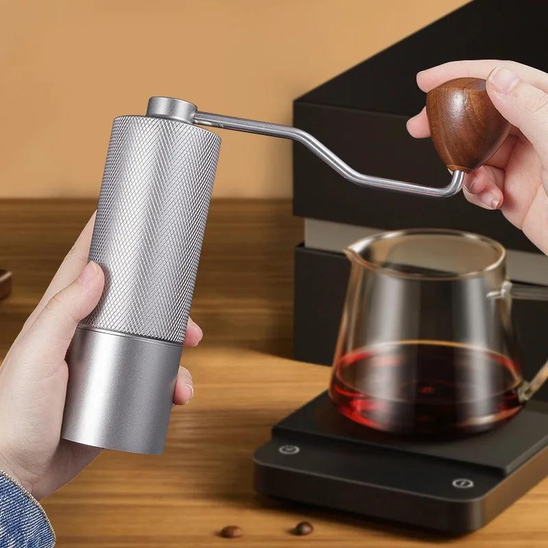 Adjustable Coffee Bean Grinder Manual Coffee Grinder Diamond Grinder CNC Stainless Steel Core Lengthened Handle Double Bearing