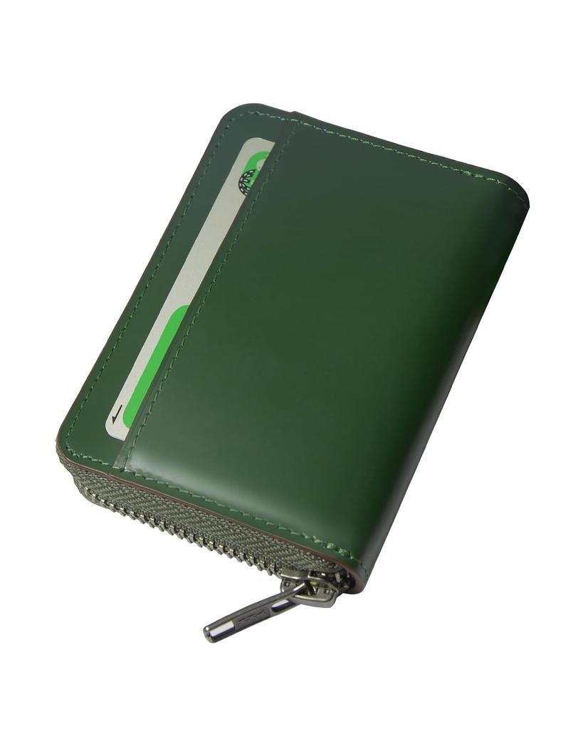 LUOLUO Credit Card Case Tochigi Leather Card Case Card Holder Skimming Prevention Genuine Leather Large Capacity Bellows Coin Case YKK Zipper Red