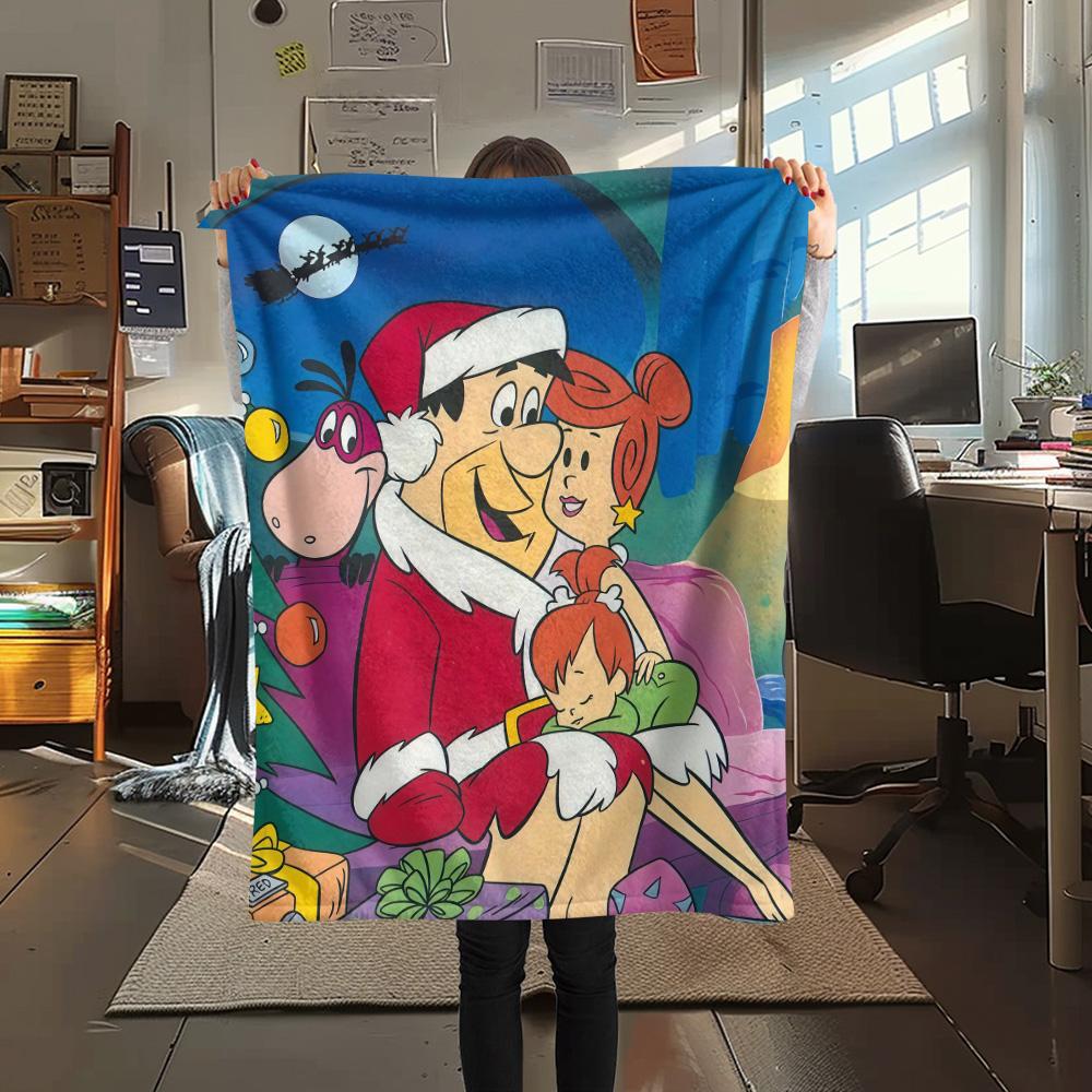 The Flintstones Flannel Blanket, High quality Comfortable for All Seasons, Home Decor, Warmth and Comfort
