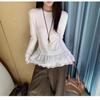 Women's Slim Fit White Lace Patch Long Sleeve T-Shirt - 2026 Spring/Autumn Collection