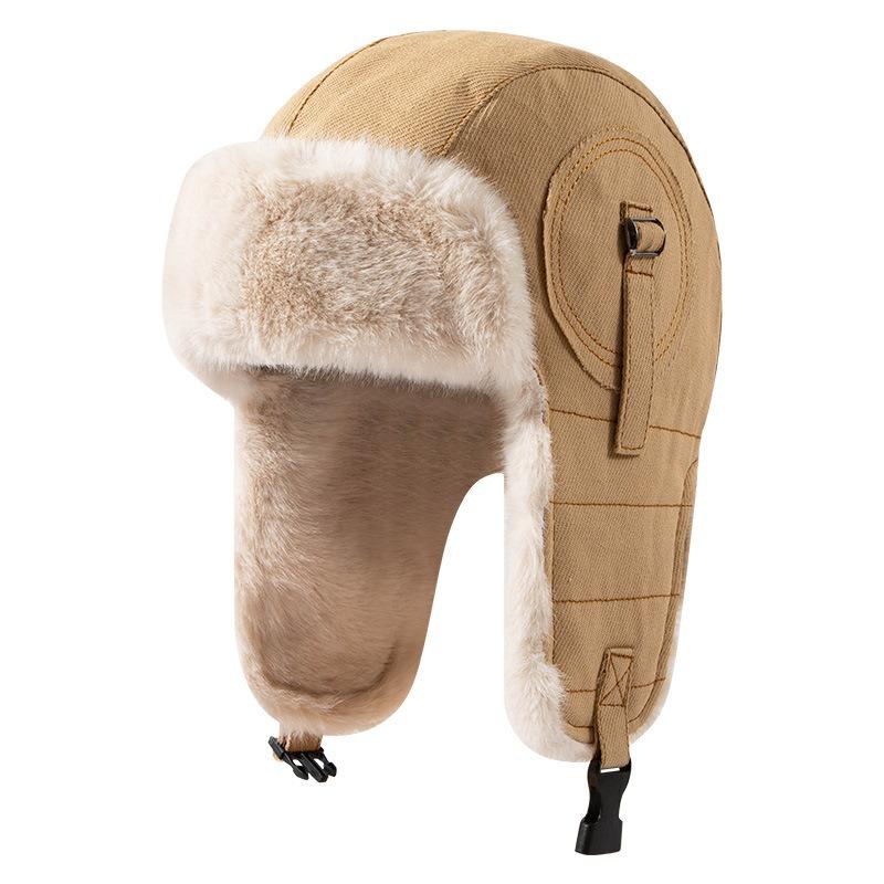 Vintage Zimowa Czapka Damska Modna Ochrona Uszu Narciarska Bawełniana Pilotka Wiatroodporna Lokomotywka