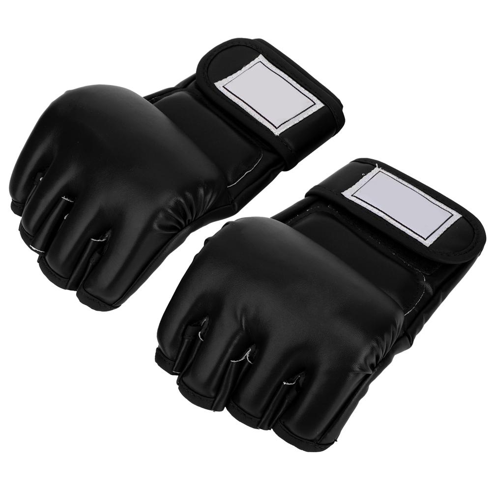 1Pair Man Male Half Finger Boxing Training Gloves Accessory for Kickboxing Sanda Muay Thai(black )