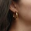 Hollow Large Hoop Earrings Women Jewelry Earring Gold Plated Stainless Steel Stylish Tarnish Free Simple CHRISTIAN Trendy 316L