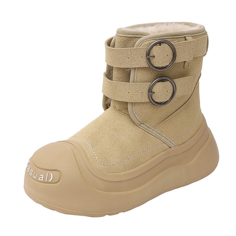 Internet celebrity cotton boots women's winter 2025 new super fire warm versatile thick sole non-slip velvet fur integrated cotton shoes