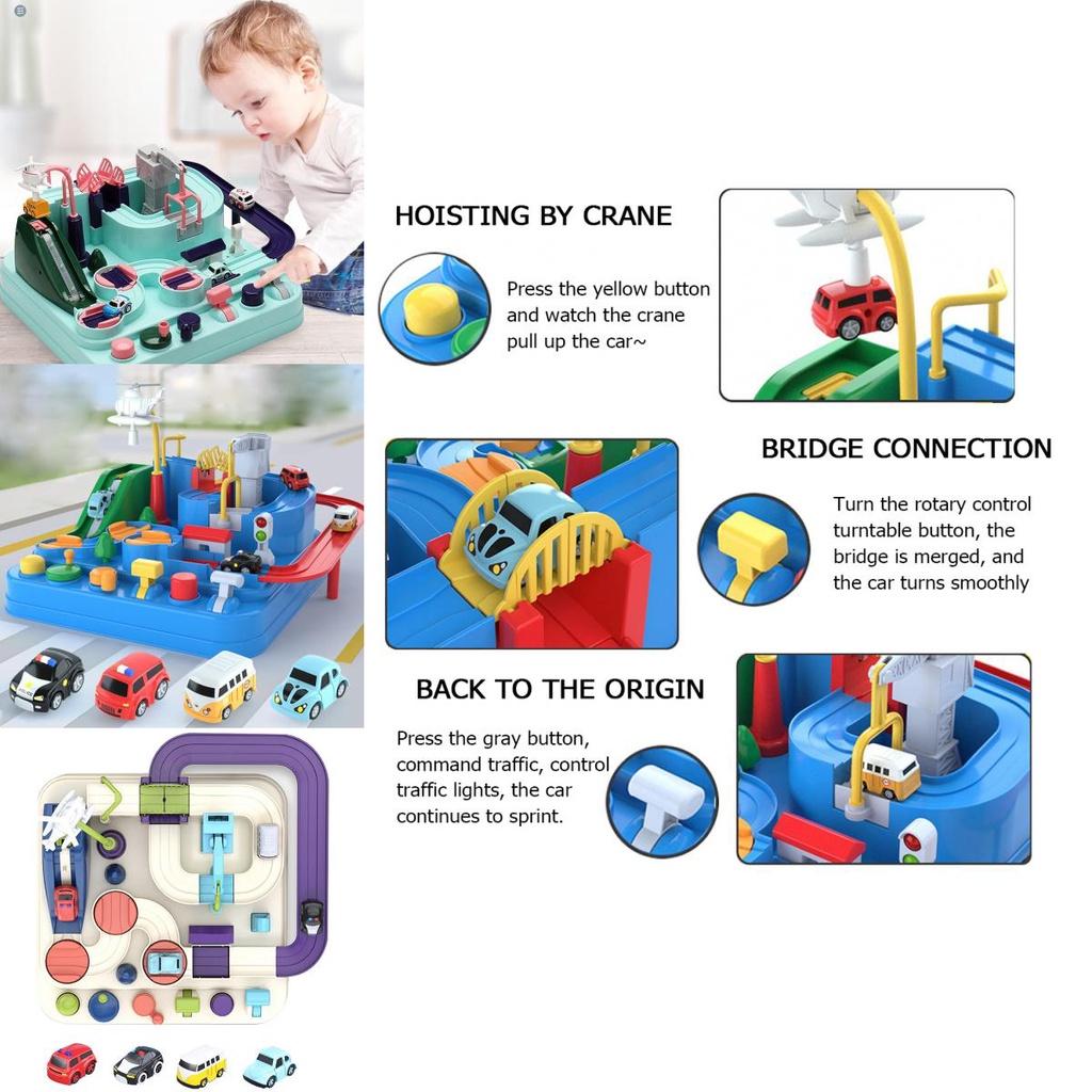 Abenteuer Schienen Autorennen Spielzeugset für Kinder Kein Akku erforderlich Auffällig Verschiedene Herausforderungen