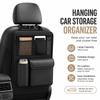 Premium Leather Car Seat Back Storage Bag, Adjustable Strap Multi-Pocket Organizer for Auto Interior