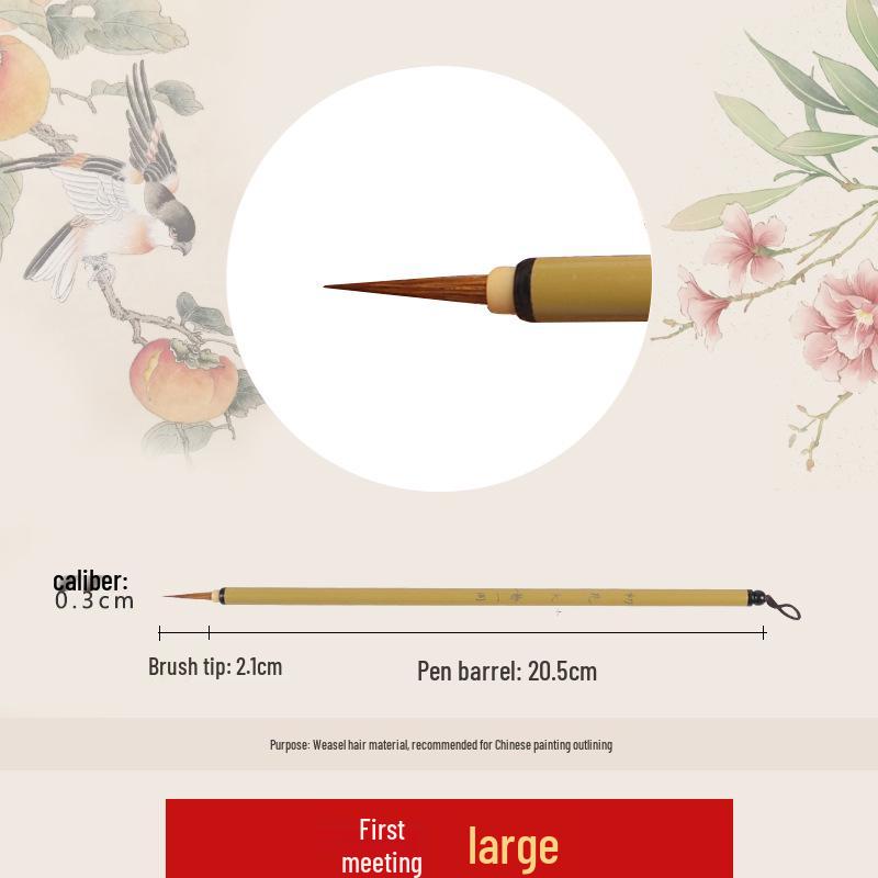 Wolf Hair Gongbi Outline Brush Set for Chinese Painting and Calligraphy - Flower & Bird Detailing Pen