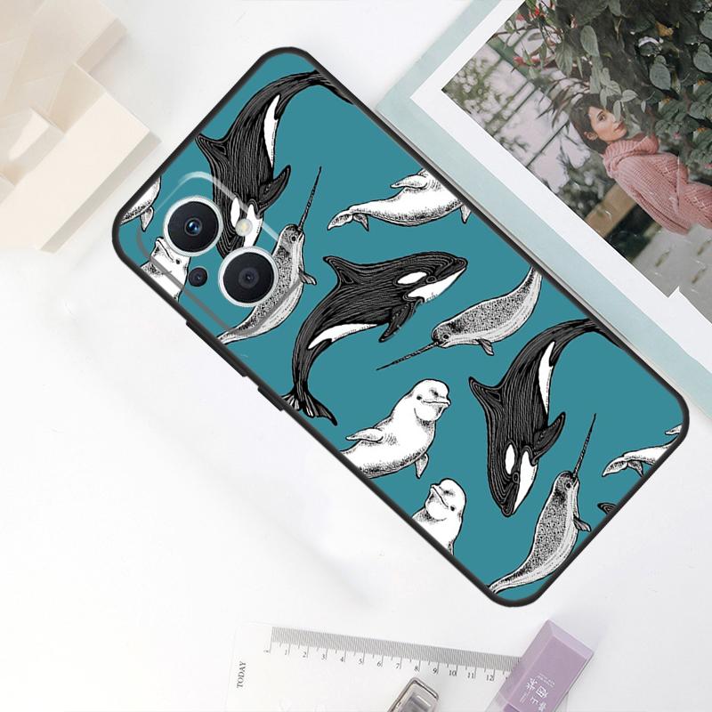 

Blue Ocean Whales Pattern Case For OPPO Reno 11F 10 Pro 4 5 6 7 8 Lite 4Z 5Z 8T OPPO Find X5 X6 Pro X2 X3 Neo Cover OPPO Reno10 Pro