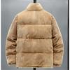 Winter Herrenbekleidung Dicke Warme Cord Steppjacke Parka Vintage Lässig Locker Stehkragen Reißverschluss Baumwollgepolsterte Jacke Mantel