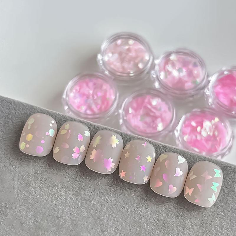 Nail Art Sequins Irregular Polarized Mermaid Sequins Fine Sparkle Powder Thick Thin Mixed Butterfly Star Sequins Nail Decoration