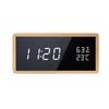 Multifunktionale LED-Bambus- und Holz-Tischuhr: Spiegel-Display, Wecker, Temperatur- und Feuchtigkeitssensor für Büro- und Nachttischgebrauch.