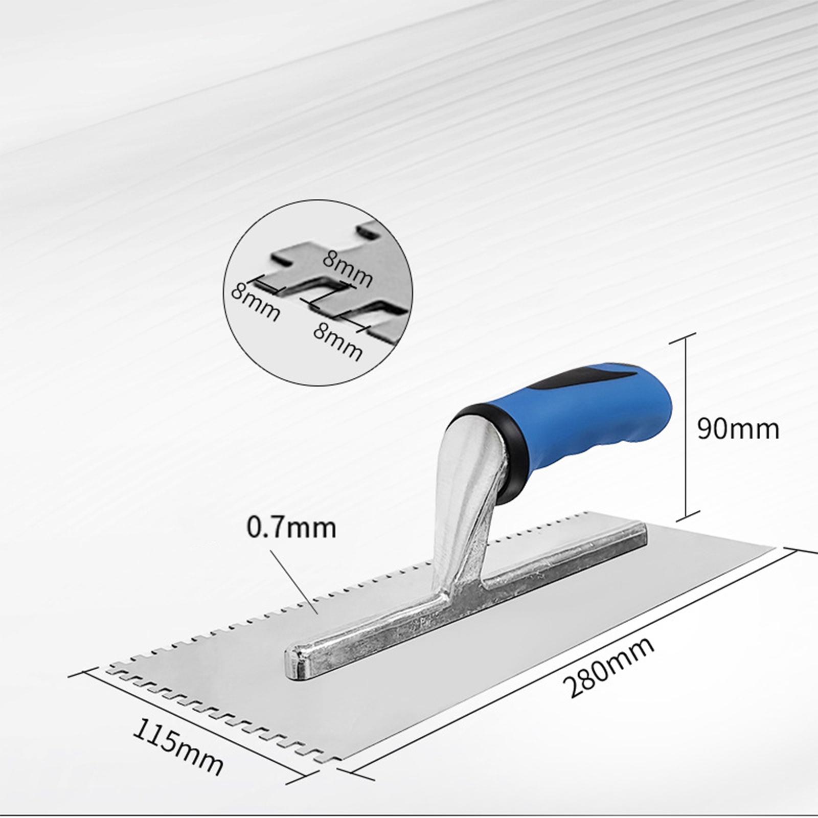 

Кельма из нержавеющей стали с квадратными зубьями, утолщенная, недеформированная, штукатурная, кельма для мощения кирпича, плитки, золы, лопата для каменщика 8mm Square teeth + plastic handle