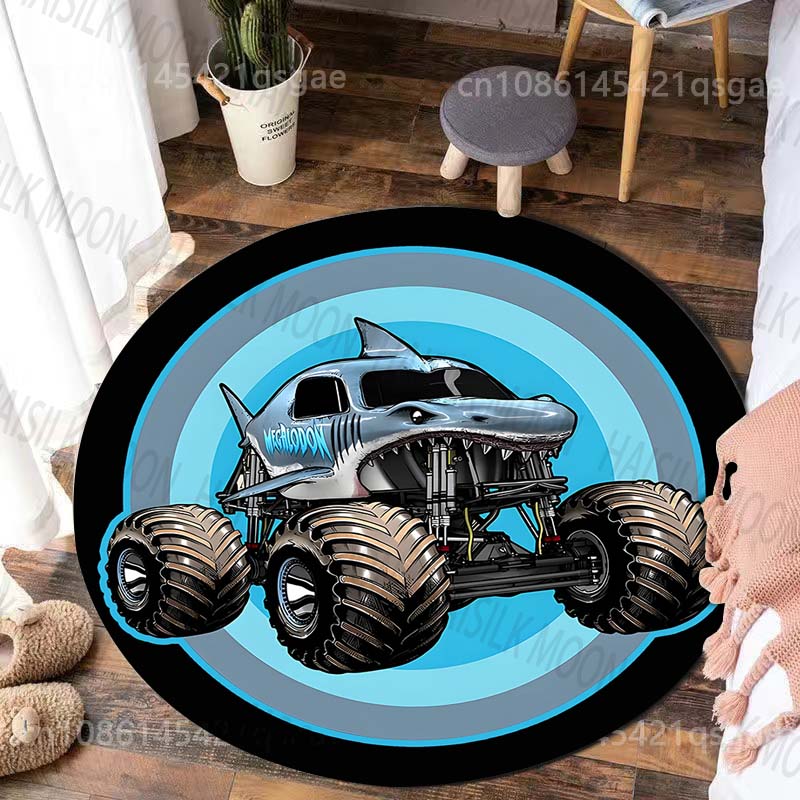 Multiple sizes Monster Truck Print Round Carpet for Living Room Bedroom Table and Chair Sofa Home Decor Area Rug Luxury Gift
