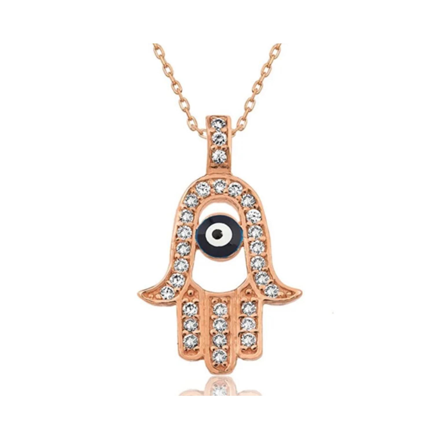 

Серебряное ожерелье на руку Матери Фатьмы с бусинкой от сглаза