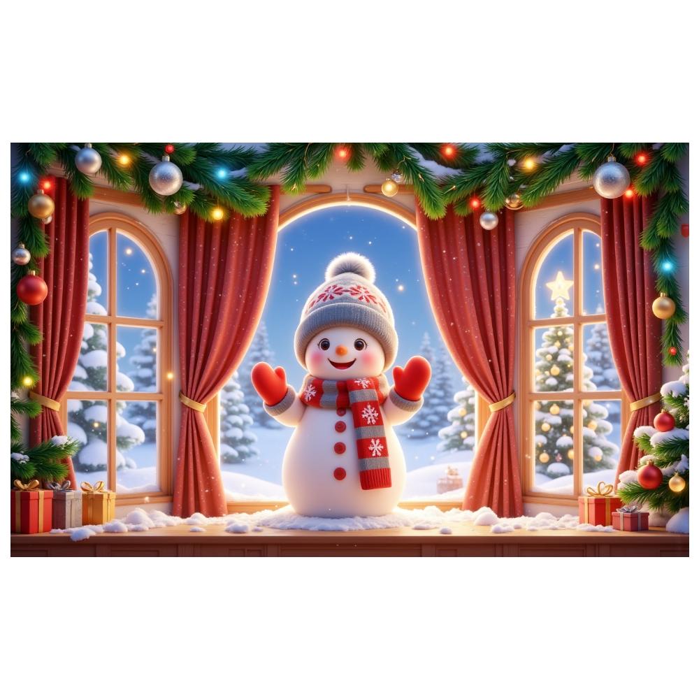 Winter Banner Snowy Landscape Christmas Decoration Banner Holiday Decoration Banner Red Curtain Design For Home Decoration