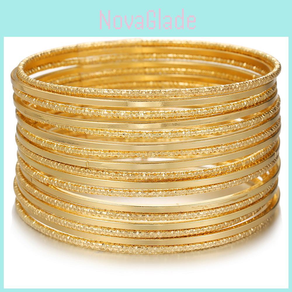 European Style Metal Bangle Set With Geometric Design For Womens Fashion Accessories