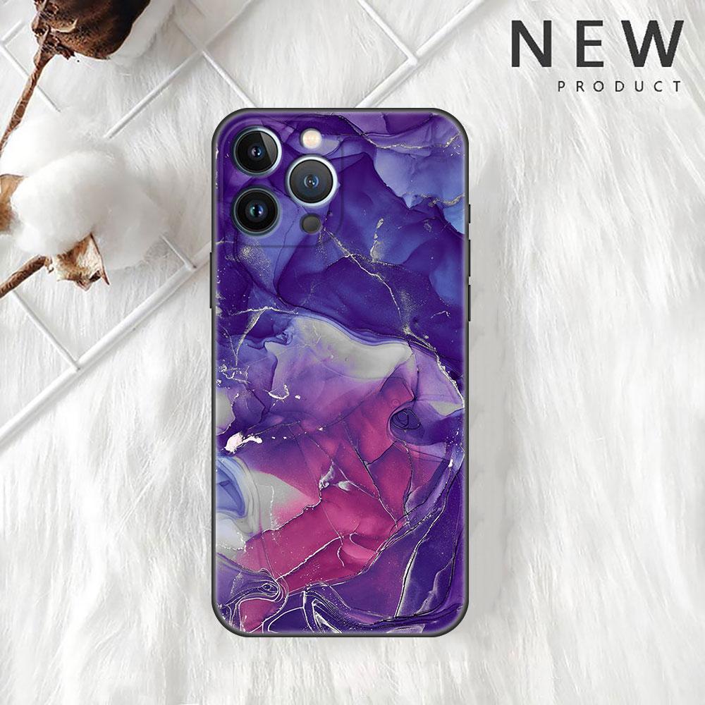 Case For Apple iPhone 11 13 12 14 Pro 7 Plus XR X XS Max 6 6S 13Pro SE 2022 Black Silicone Phone Funda Marble Pattern