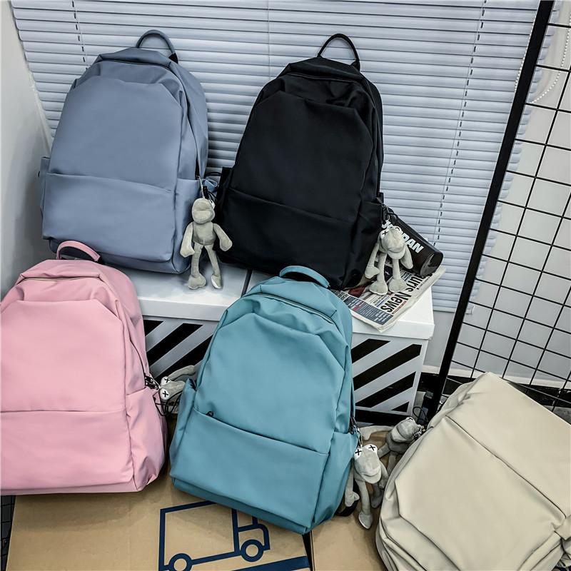 Simple And Fashionable Casual Backpack, High School Student Schoolbag Large Capacity Solid Color Shoulder Can Be Printed