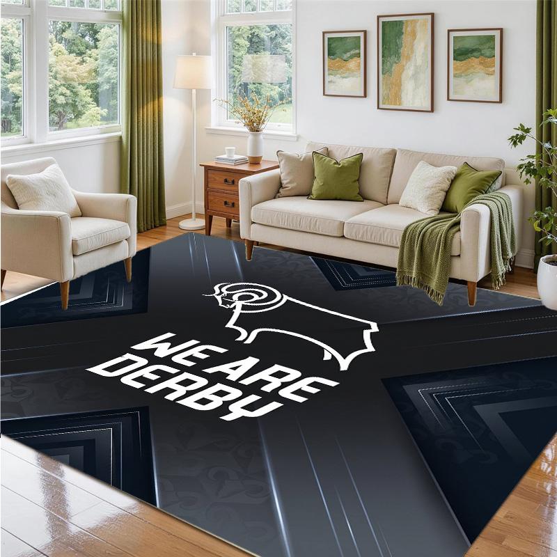 Derby County Design Crystal Velvet Rug Soft Decorative Mat for Bedroom Entrance